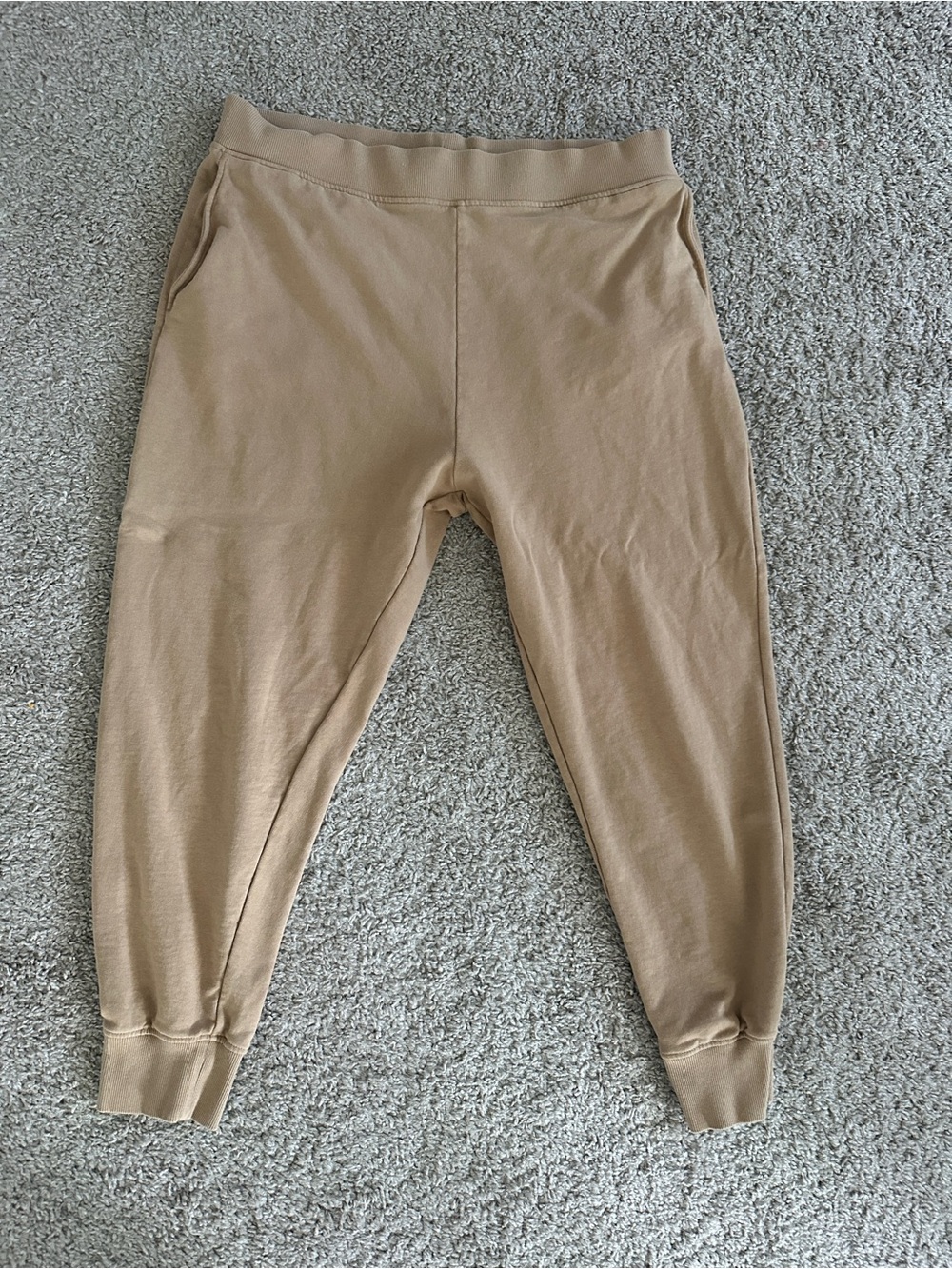 COS Jogger Sweatpants 100% Cotton Knit Tan Cropped High Waisted Sz Large